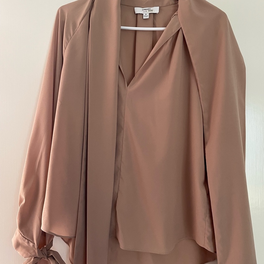 Women's Brown/Pink/Tan Blouse by Obando Collective (Rent the Runway)